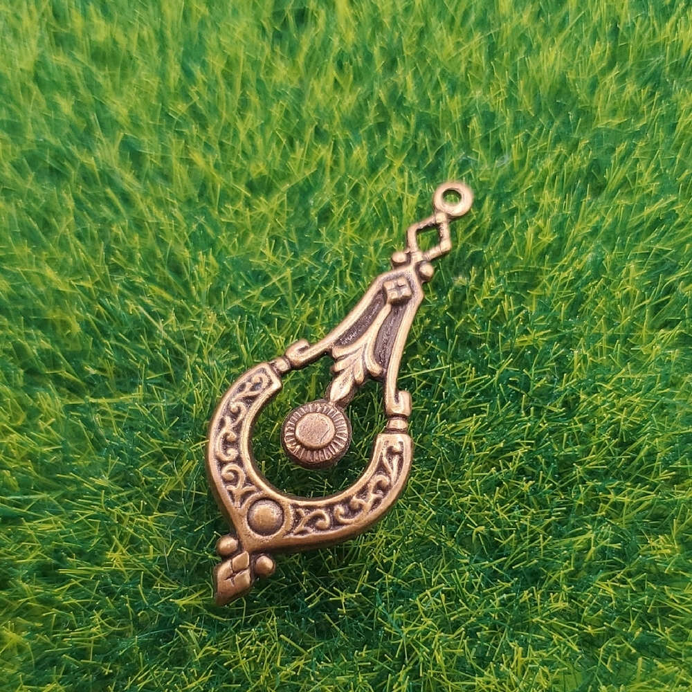 Victorian Ornate Brass Drop Pendant P337